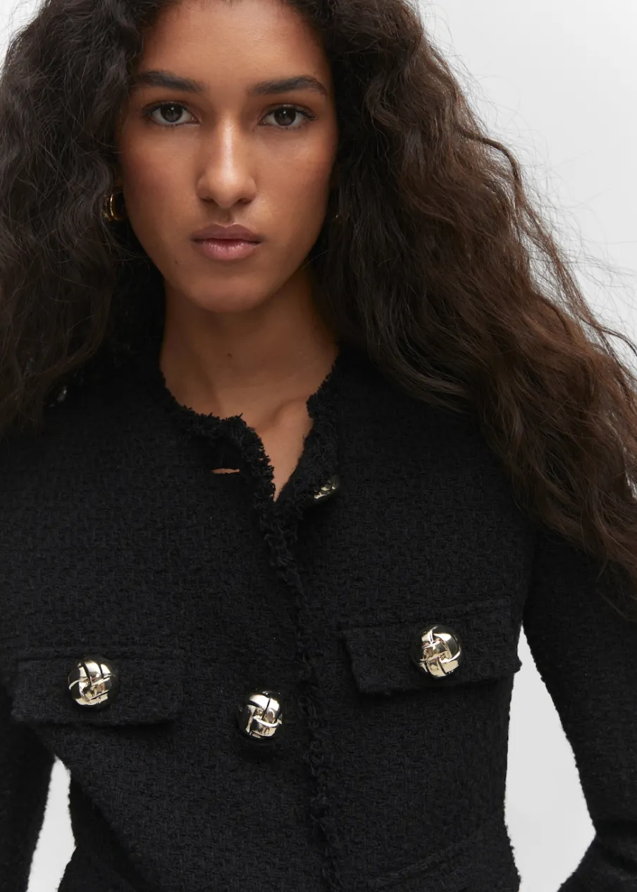 MANGO Kurtki*Tweedowy żakiet z kieszeniami