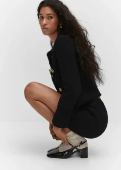 MANGO Kurtki*Tweedowy żakiet z kieszeniami