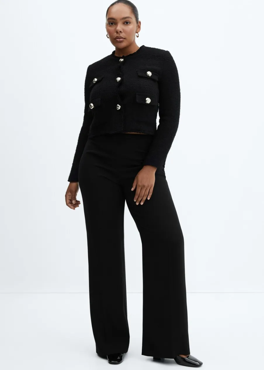 MANGO Kurtki*Tweedowy żakiet z kieszeniami