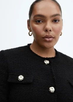 MANGO Kurtki*Tweedowy żakiet z kieszeniami