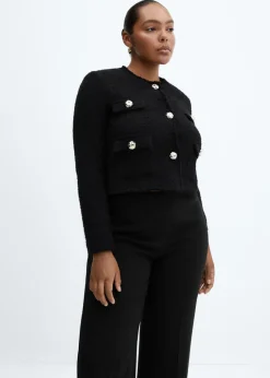 MANGO Kurtki*Tweedowy żakiet z kieszeniami