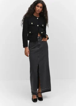 MANGO Kurtki*Tweedowy żakiet z kieszeniami