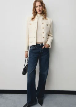 MANGO Kurtki*Tweedowy żakiet z kieszeniami