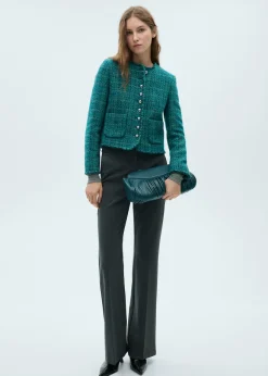 MANGO Kurtki*Tweedowy żakiet z kieszeniami