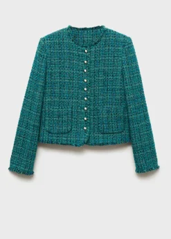 MANGO Kurtki*Tweedowy żakiet z kieszeniami