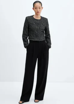 MANGO Kurtki*Tweedowy żakiet z kieszeniami