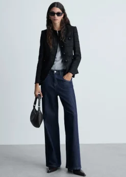 MANGO Kurtki*Tweedowy żakiet z kieszeniami