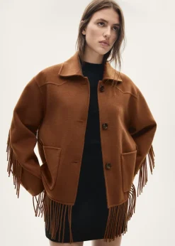 MANGO Kurtki*Wełniana kurtka z frędzlami