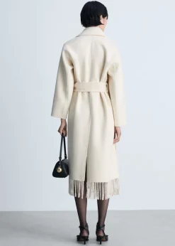 MANGO Płaszcze*Wełniany płaszcz z frędzlami