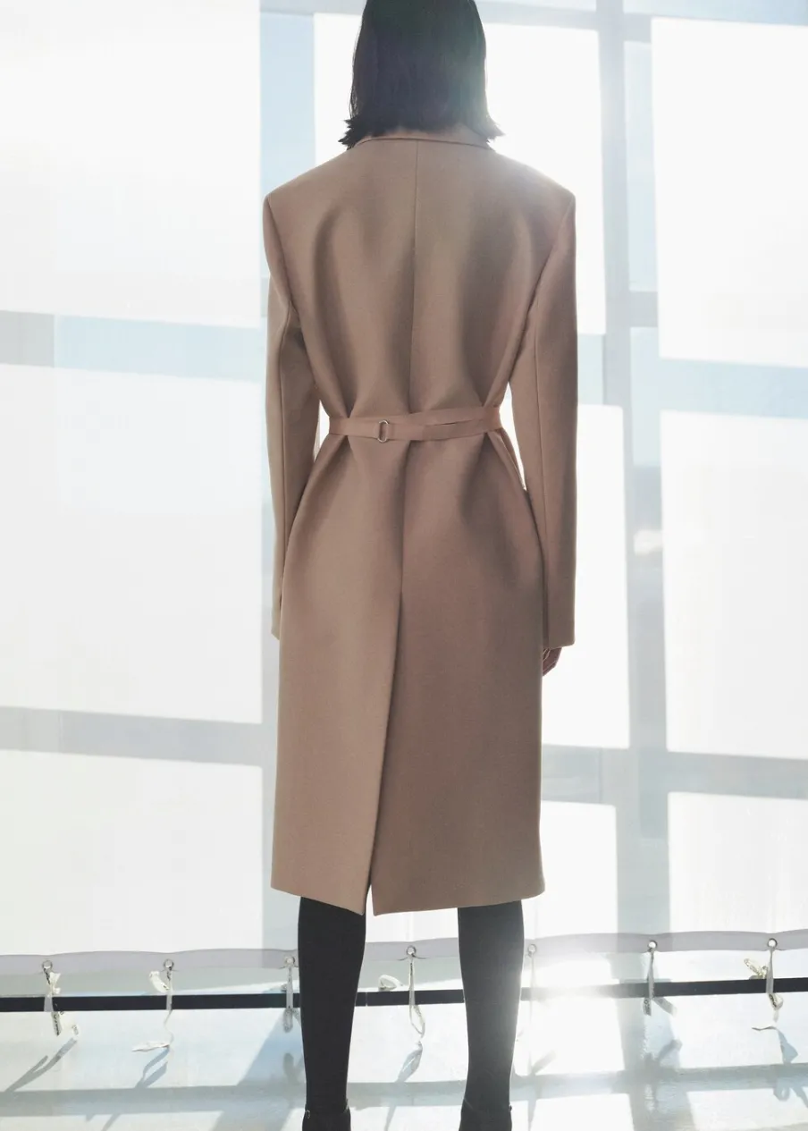 MANGO Płaszcze*Wełniany płaszcz z paskiem