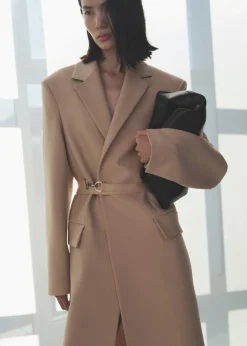 MANGO Płaszcze*Wełniany płaszcz z paskiem