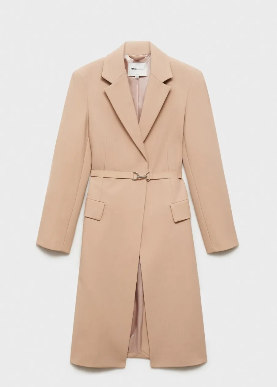 MANGO Płaszcze*Wełniany płaszcz z paskiem