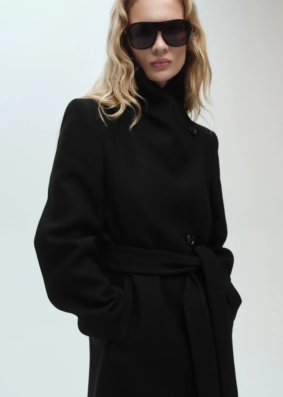 MANGO Płaszcze*Wełniany płaszcz z paskiem