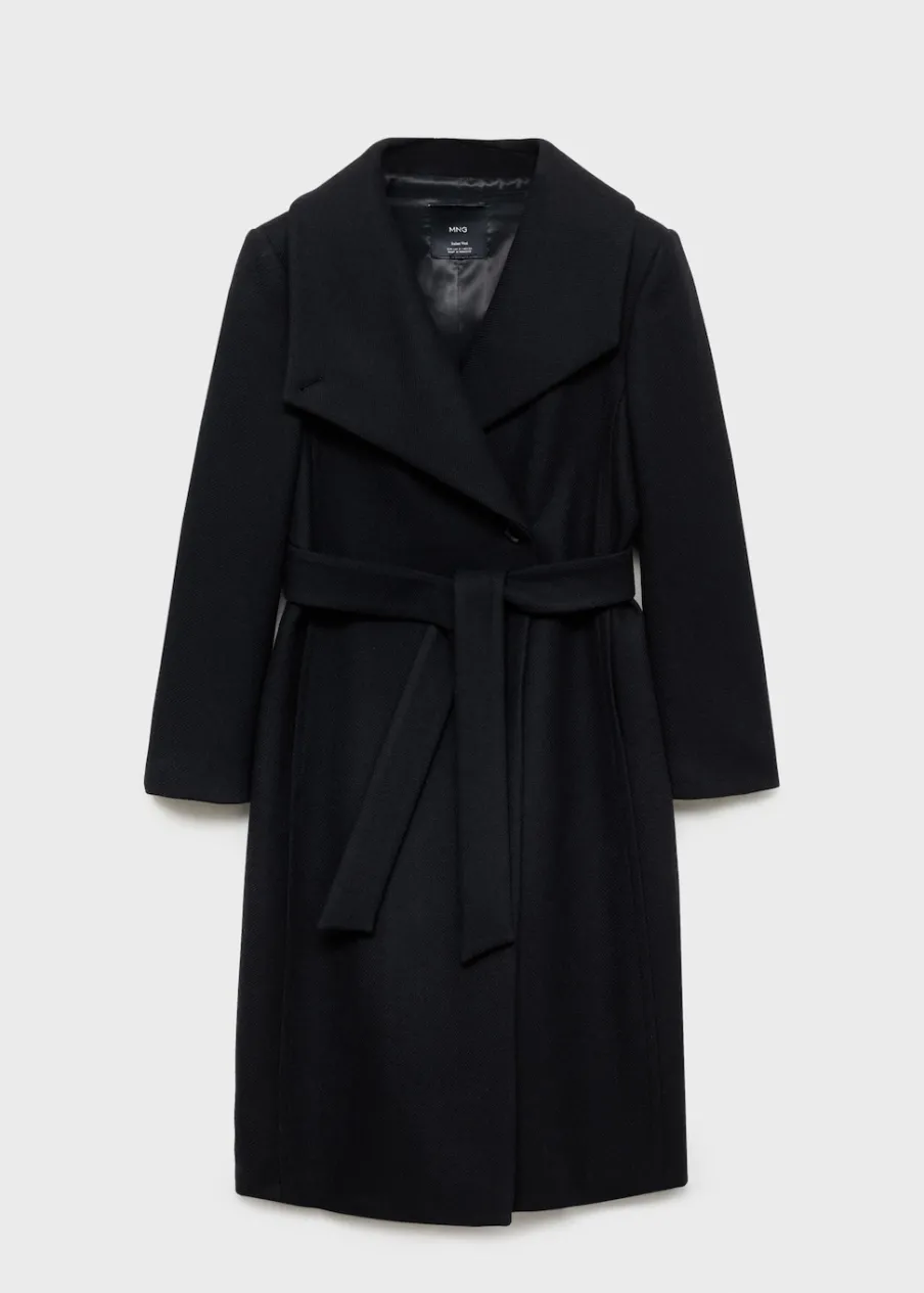 MANGO Płaszcze*Wełniany płaszcz z paskiem