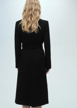 MANGO Płaszcze*Wełniany płaszcz z paskiem