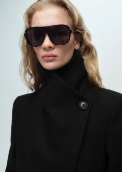 MANGO Płaszcze*Wełniany płaszcz z paskiem