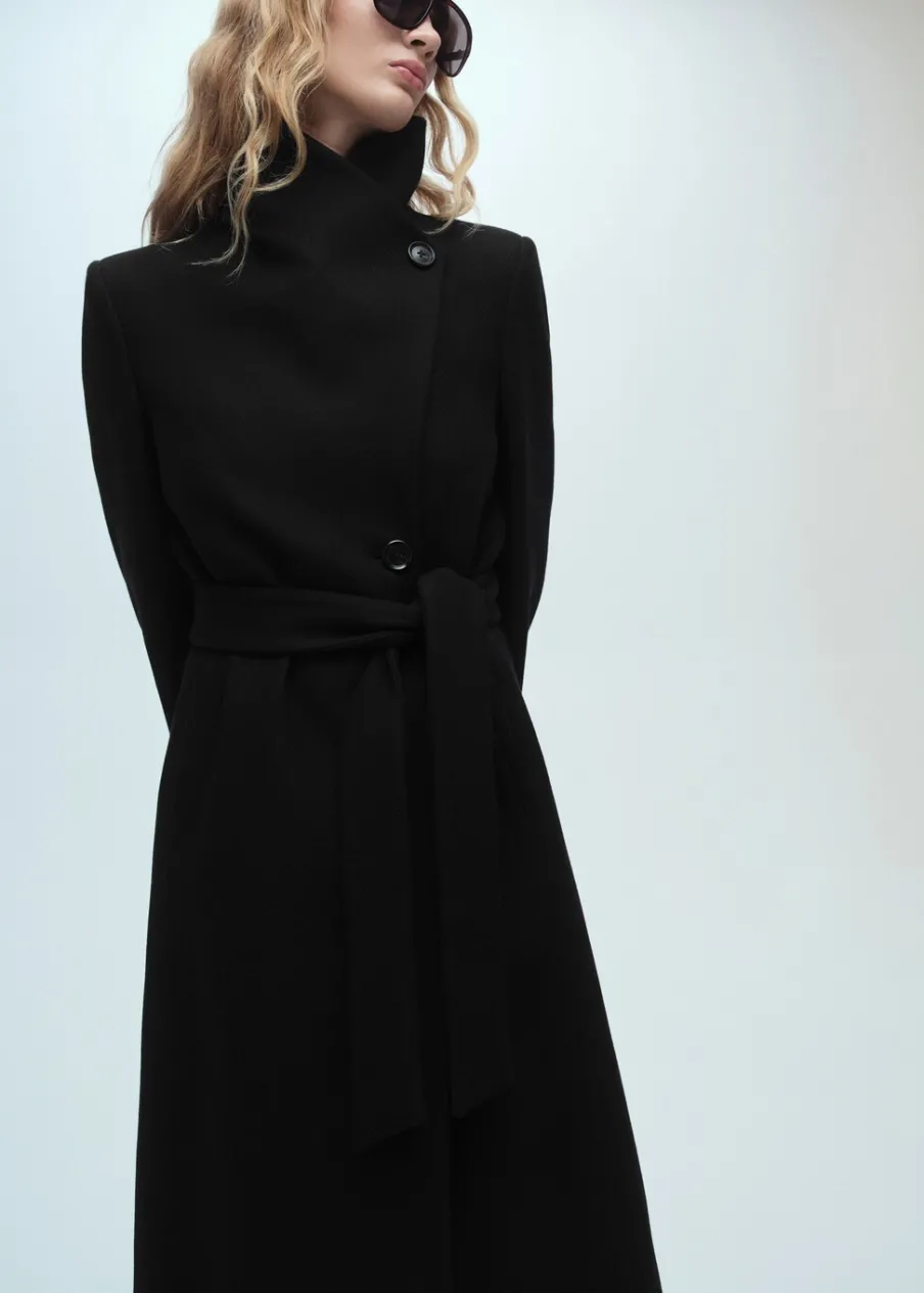 MANGO Płaszcze*Wełniany płaszcz z paskiem