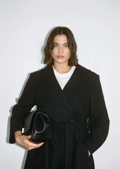 MANGO Płaszcze*Wełniany płaszcz z paskiem