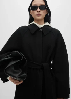 MANGO Płaszcze*Wełniany płaszcz z paskiem