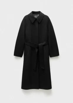 MANGO Płaszcze*Wełniany płaszcz z paskiem