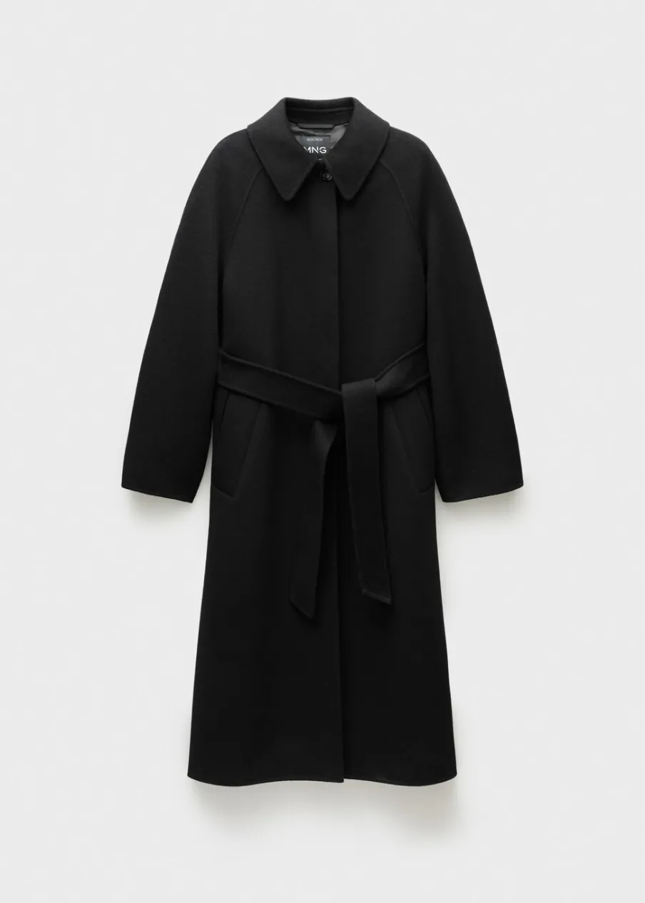 MANGO Płaszcze*Wełniany płaszcz z paskiem