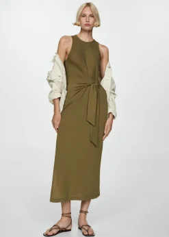 MANGO Sukienki I Kombinezony*Wiązana sukienka z dzianiny