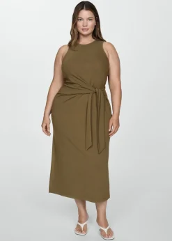 MANGO Sukienki I Kombinezony*Wiązana sukienka z dzianiny