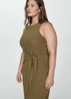 MANGO Sukienki I Kombinezony*Wiązana sukienka z dzianiny