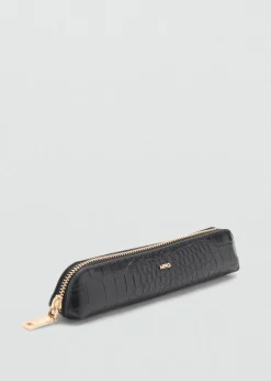 MANGO Galanteria Skórzana|Więcej Akcesoriów*Wąskie etui z imitacji skóry krokodyla