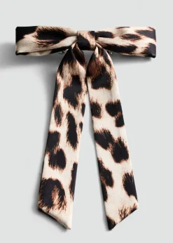 MANGO Więcej Akcesoriów*Wsuwka z kokardą w panterkę