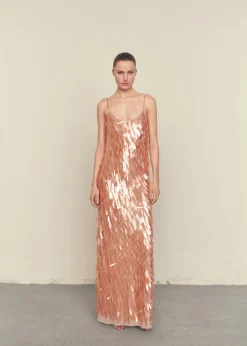 MANGO Sukienki I Kombinezony*Wydekoltowana sukienka z cekinami łezkami