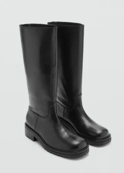 MANGO Buty|Akcesoria Skórzane*Wysokie kozaki skórzane na zamek