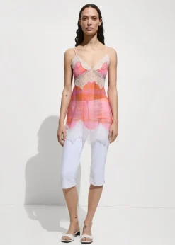 MANGO Topy*Wzorzysty top z koronką