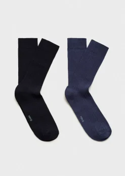 MANGO Bielizna*Zestaw 2 bawełnianych skarpet w prążki