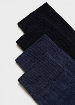 MANGO Bielizna*Zestaw 2 bawełnianych skarpet w prążki