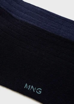 MANGO Bielizna*Zestaw 2 bawełnianych skarpet w prążki