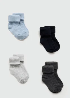 Dzieci MANGO Skarpetki I Rajstopy*Zestaw 4 par prążkowanych skarpetek