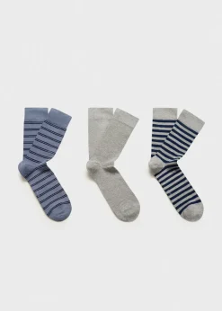 MANGO Bielizna*Zestaw 3 par skarpetek z bawełny w paski