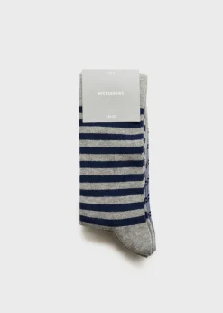 MANGO Bielizna*Zestaw 3 par skarpetek z bawełny w paski