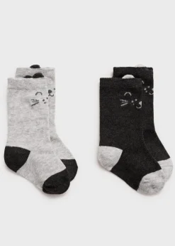 Dzieci MANGO Bielizna I Skarpetki*Zestaw 2 par skarpetek z motywem kota